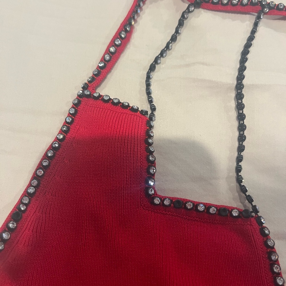 Beautiful Red Open Back With Beaded - image 2